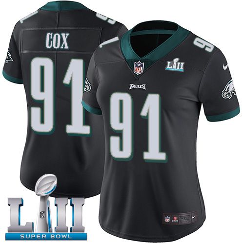 Women Philadelphia Eagles #91 Cox Black Limited 2018 Super Bowl NFL Jerseys